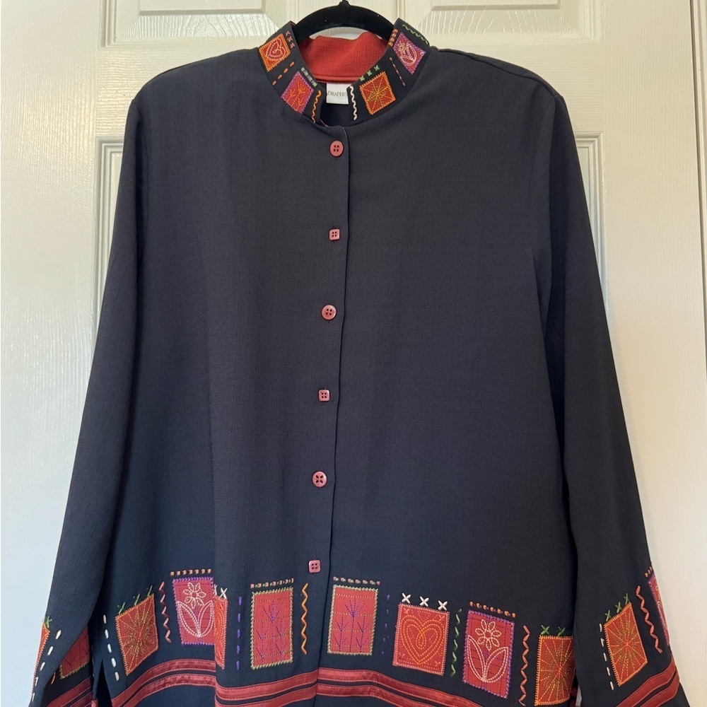 Draper’s&Damon’s 2pcs Embroidered Black Jacket with Red/ orange Accents